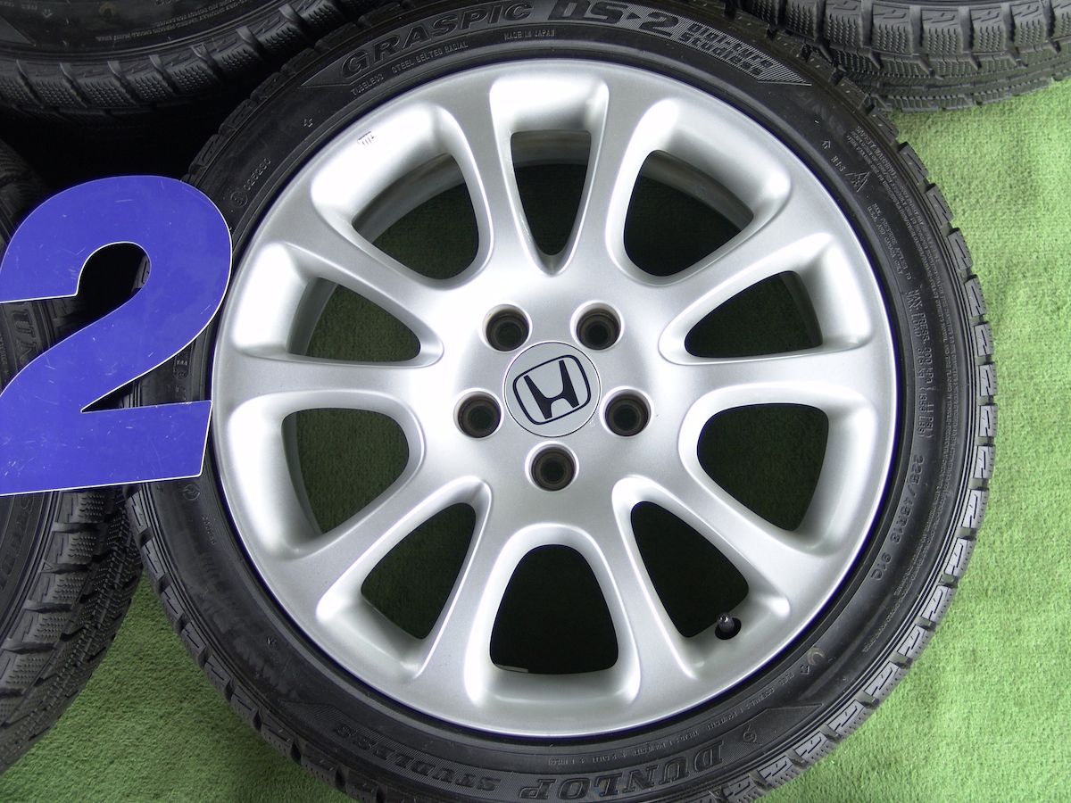 HONDA (ホンダ) CR-V 純正18×7J(+50)114.3-5H シルバー DUNLOP (ダンロップ) GRASPIC (グラスピック)  DS-2 225/45R18 中古 スタッドレス タイヤホイール 4本 [18gaw003] | カートレード21