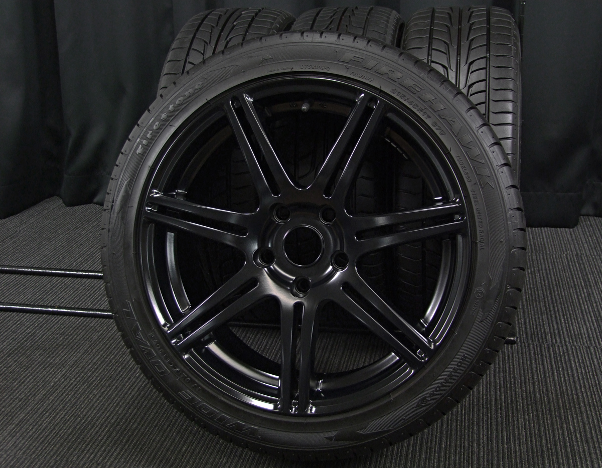 BRIDGESTONE (ブリヂストン) BEO (ベオ) 17×7J(+42)PCD114.3-5H リメイク マットブラック FIRESTONE  (ファイアストン) FIREHAWK (ファイアホーク) WIDE OVAL (ワイドオーバル) 215/45R17 中古 タイヤホイール 4本  [17tas028] | カートレード21