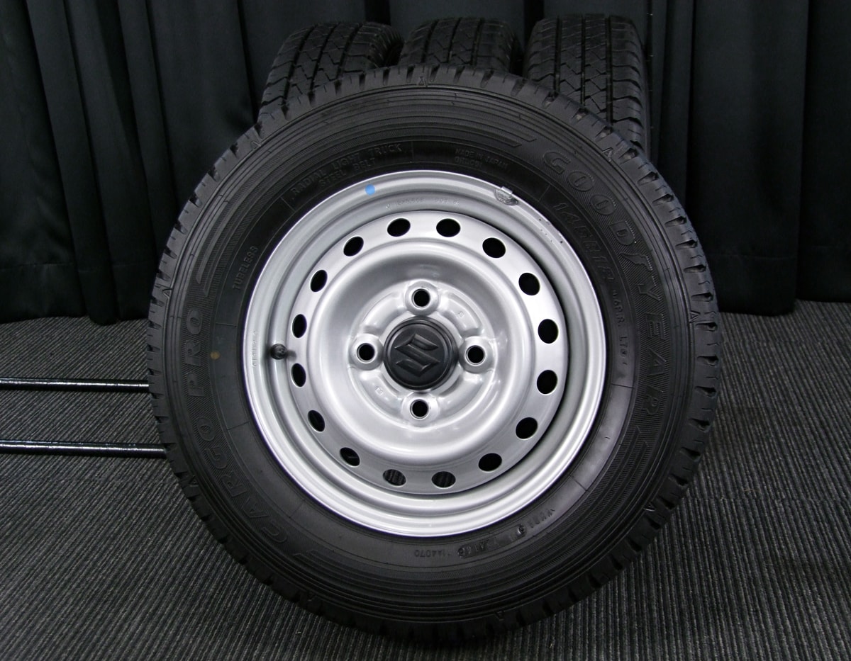 グッドイヤー 新品タイヤ 鉄ホイールセット 145R12 6PR (145/80R12 80/78N LT)相当 12×4B 4穴 PCD100 スバル純正 グッドイヤー 冬 d805