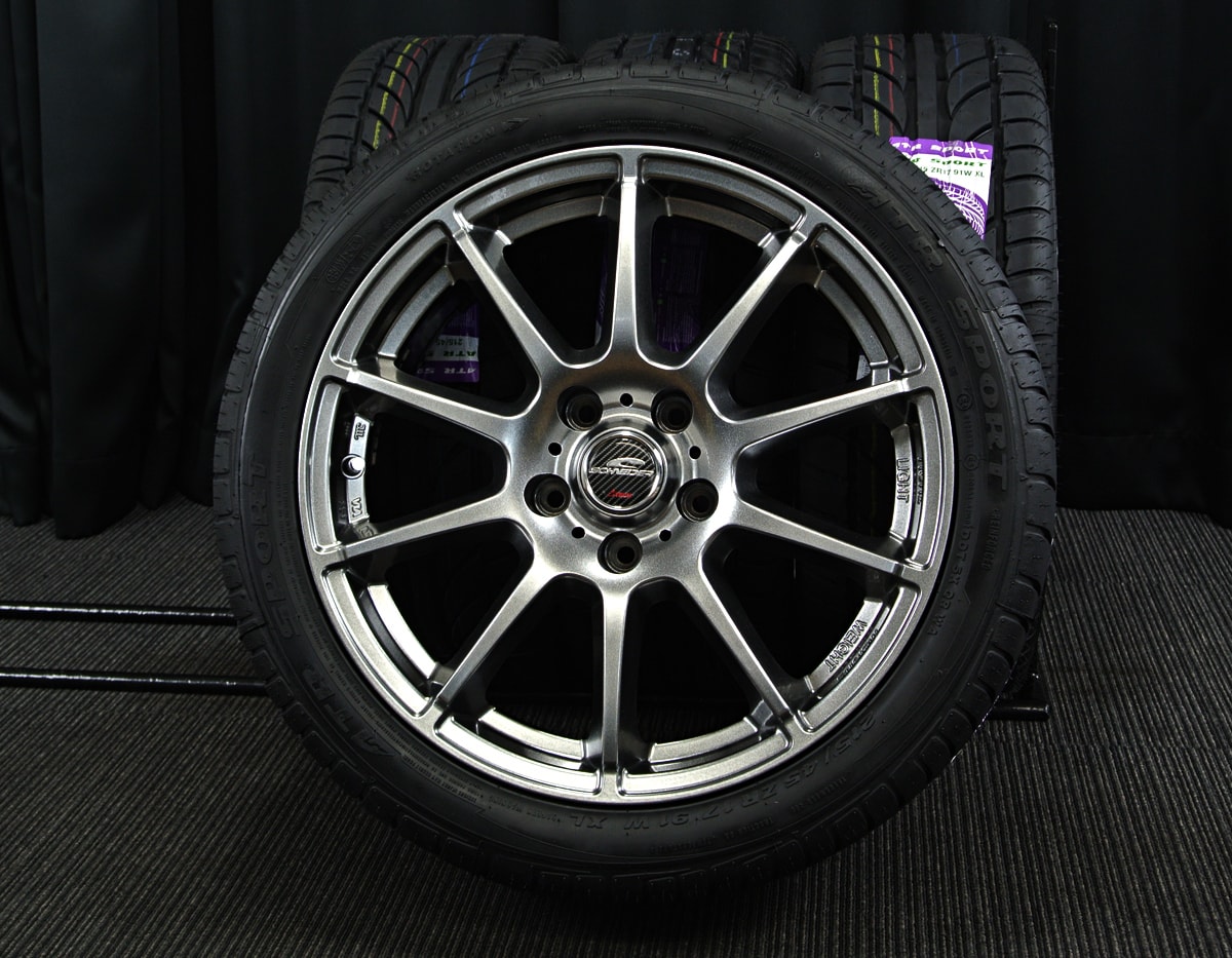 A-TECH (エーテック) SCHNEIDER (シュナイダー) StaG (スタッグ) 17×7J(+38)PCD114.3-5H ダークシルバー  ATR SPORT (ATRスポーツ) 新品 215/45ZR17 タイヤホイール 4本 [17tas021] | カートレード21