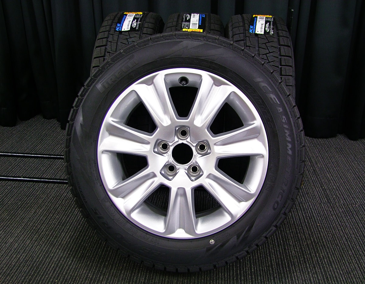 AUDI (アウディ) A1 純正 15×6.5J(+34)PCD100-5H リペア シルバー PIRELLI (ピレリ) ICE  ASIMMETRICO (アイス・アシンメトリコ) 195/60R15 スタッドレス タイヤホイール 4本 [15gaw059] | カートレード21