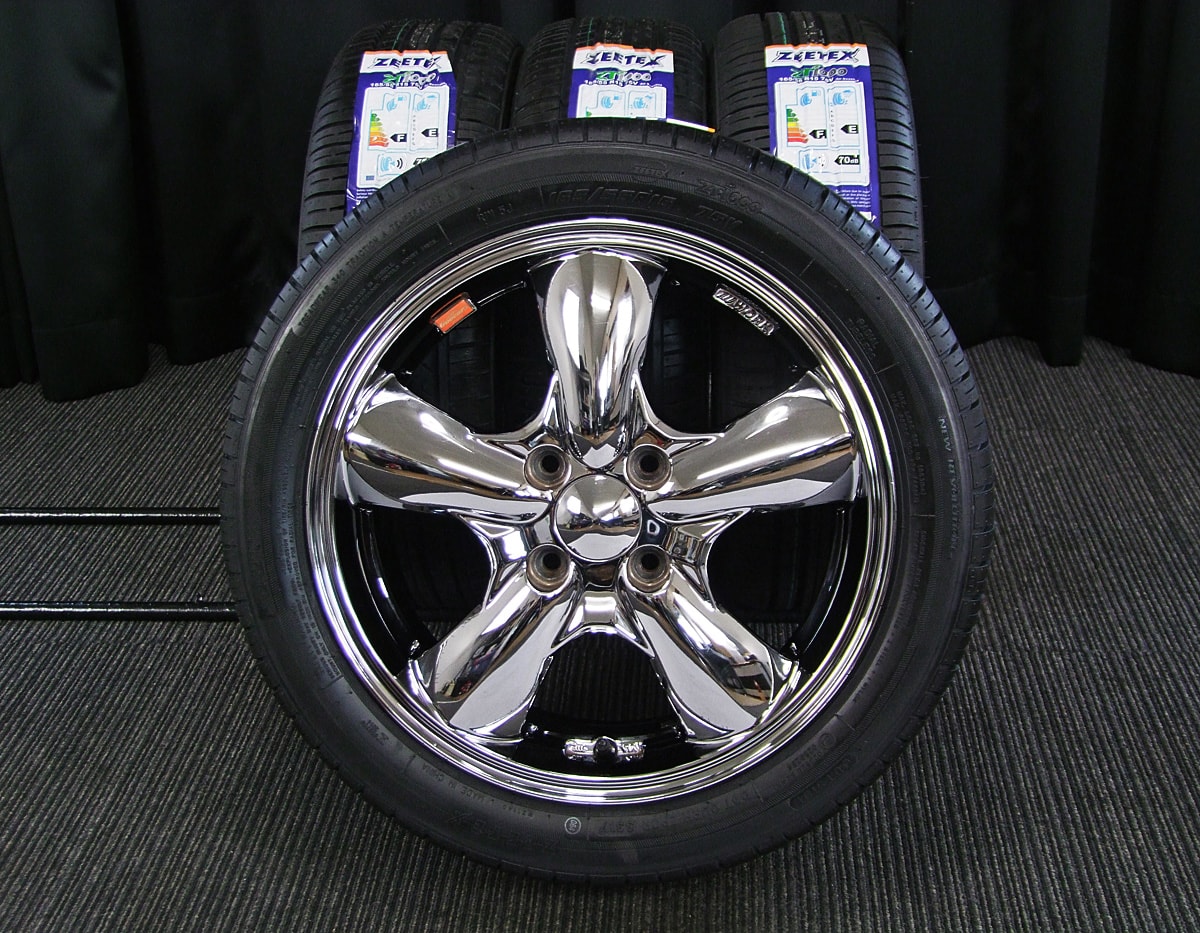 WORK (ワーク) GOOCARS (グッカーズ) 15×5J(+45)PCD100-4H クロム ZEETEX (ジーテックス) ZT1000  新品 165/55R15 タイヤホイール 4本 [15tas046] | カートレード21