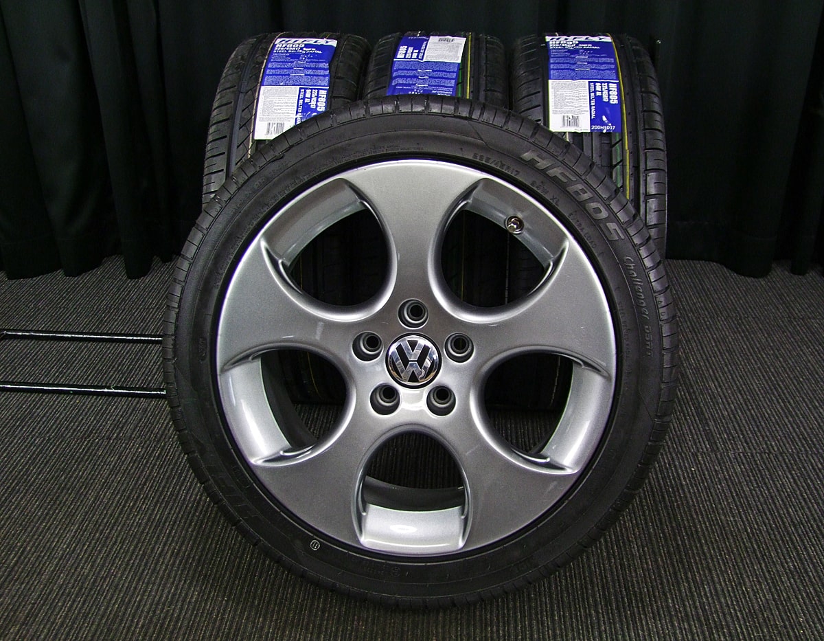 BBS VOLKSWAGEN (フォルクスワーゲン) Golf5 (ゴルフ5) GTI 純正 17×7.5J(+51)PCD112-5H リメイク  ダークシルバー HIFLY (ハイフライ) HF805 新品 225/45R17 タイヤホイール 4本 [17gas026] | カートレード21