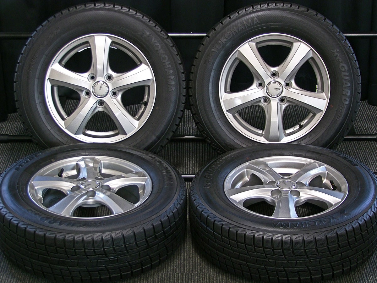 【メリット】SIBILLAネクストSF-5 5.5J-14 off+45 pcd100/5H 185/70R14 スタッドレス付き4本セット スタッドレスタイヤ