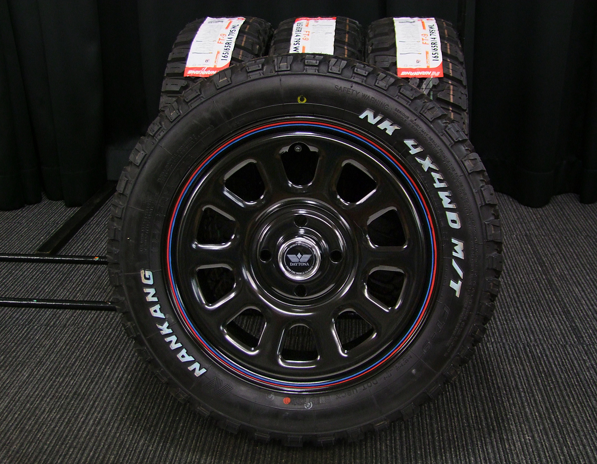 S.S.T DAYTONA (デイトナ) 14×5J(+40)PCD100-4H ブラックスチール NANKANG (ナンカン) FT-9 M/T  165/65R14 新品 タイヤホイール 4本 [14tas064] | カートレード21