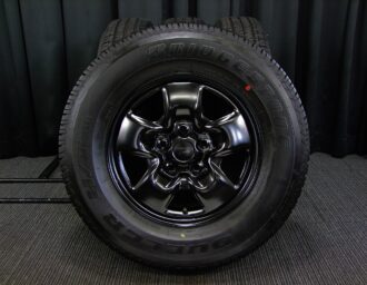 DAIHATSU (ダイハツ) TERIOS-KID (テリオスキッド) 純正 15×5J(+50)PCD114.3-5H リメイク  マットブラックスチール BRIDGESTONE (ブリヂストン) DUELER (デューラー) H/T 684Ⅱ 新車外し 195/80R15  タイヤホイール 4本 [15gss004] | カートレード21