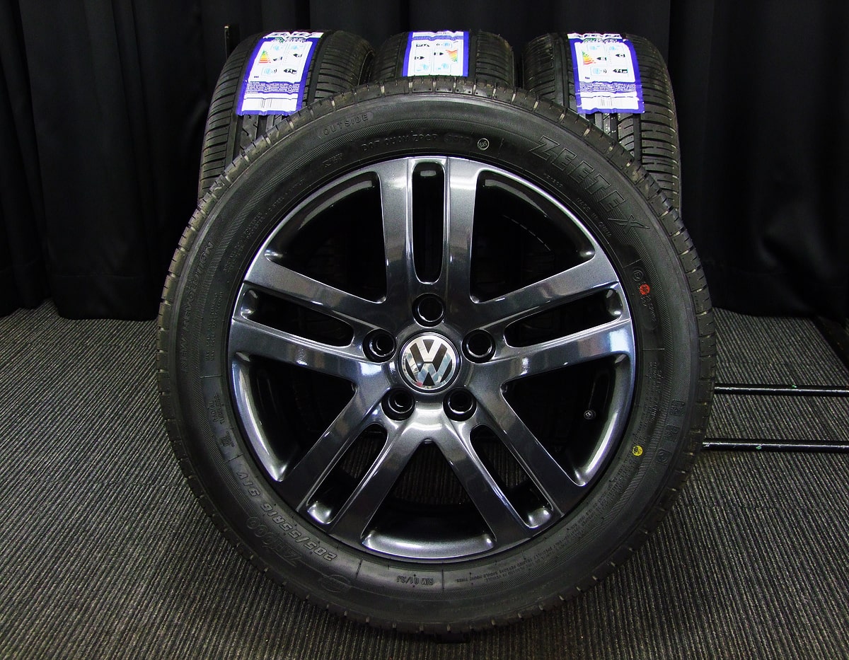 VOLKSWAGEN (フォルクスワーゲン) GOLF (ゴルフ) 純正 16×6.5J(+50)PCD112-5H リメイク ガンメタ ZEETEX  (ジーテックス) ZT1000 新品 205/55R16 タイヤホイール 4本 [16gas057] | カートレード21