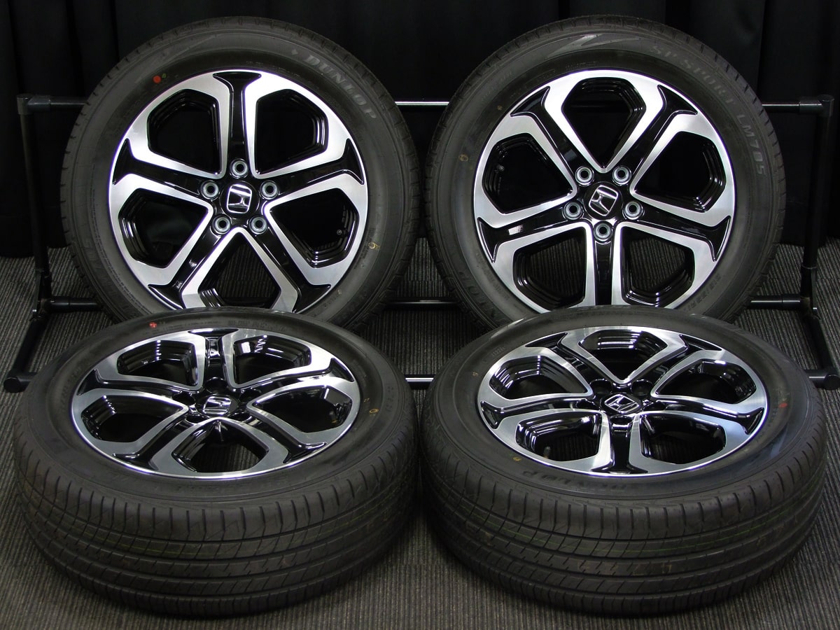 HONDA (ホンダ) VEZEL (ヴェゼル) HYBRID-Z (ハイブリッドZ) 純正 17×7J(+55)PCD114.3-5H 新車外し  ブラック&ポリッシュ DUNLOP (ダンロップ) SP SPORT LM705 新品 215/55R17 タイヤホイール 4本 [17gas037]  | カートレード21