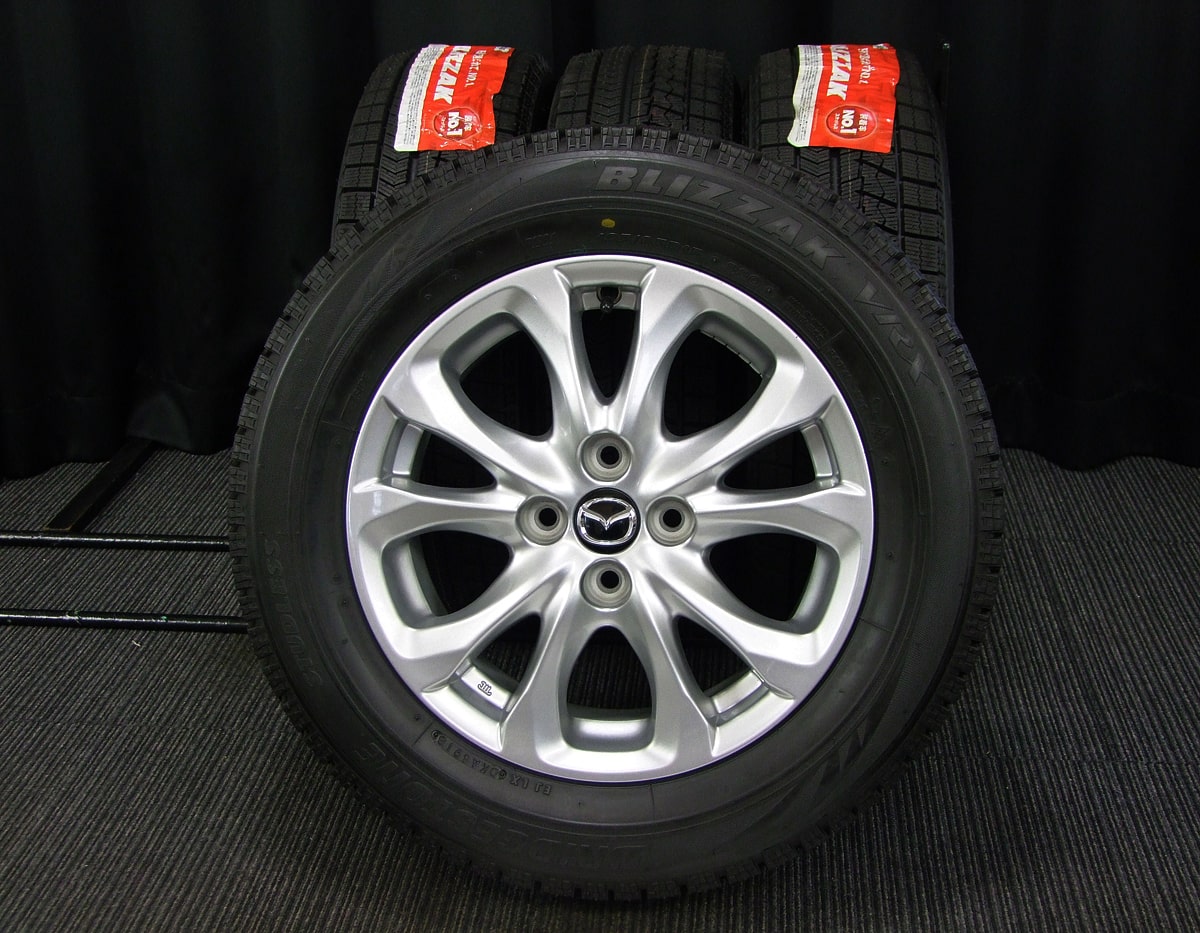 MAZDA (マツダ) DEMIO (デミオ) 純正 15×5.5J(+40)PCD100-4H 中古 シルバー BRIDGESTONE (ブリヂストン)  BLIZZAK (ブリザック) VRX 新品 185/65R15 スタッドレス タイヤホイール 4本 [15gaw077] | カートレード21