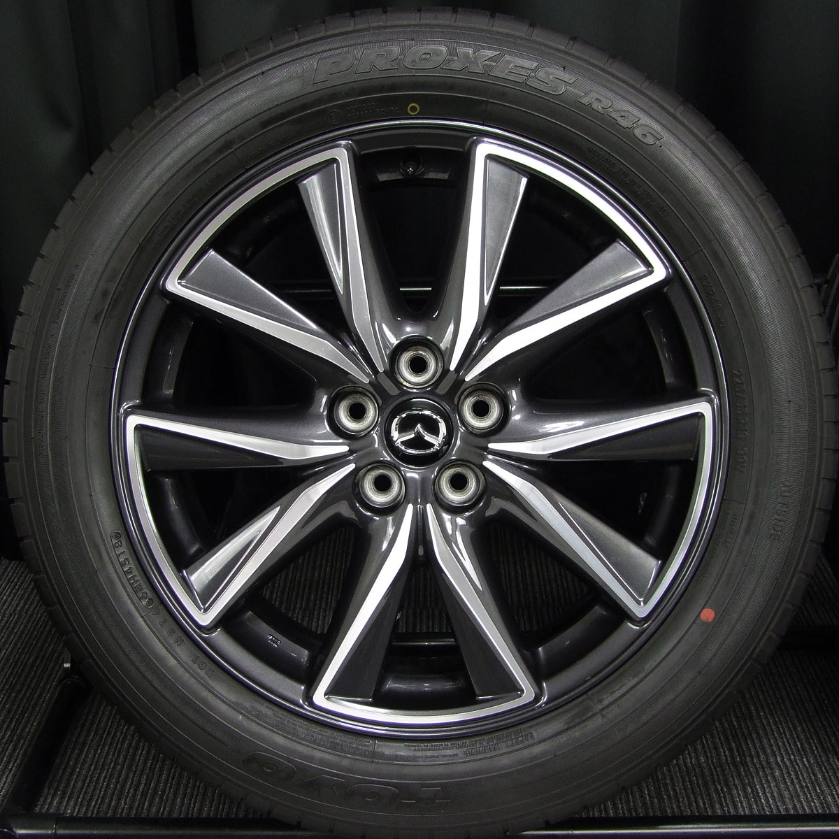 MAZDA (マツダ) CX-5 純正 19×7J(+45)PCD114.3-5H ガンメタu0026ポリッシュ TOYO (トーヨー) PROXES ( プロクセス) R46 新車外し 225/55R19 タイヤホイール 4本 [19gas105] | カートレード21