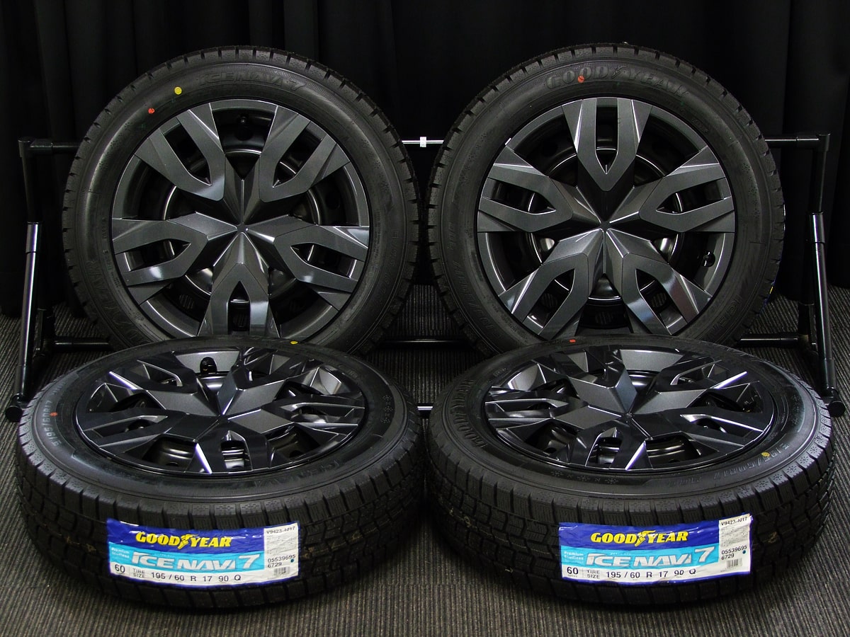 TOYOTA (トヨタ) PRIUS (プリウス) 純正 17×6.5J(+40)PCD114.3-5H 新車外し ブラックスチール GOODYEAR (グッドイヤー) ICENAVI7 (アイスナビ7) 新品 195/60R17 スタッドレス タイヤホイール 4本